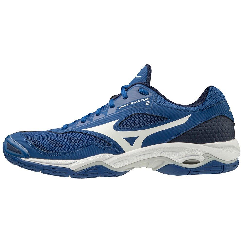 Men's Mizuno Handball Shoes Blue/White/Blue WAVE PHANTOM 2 Shoes - X1GA186006